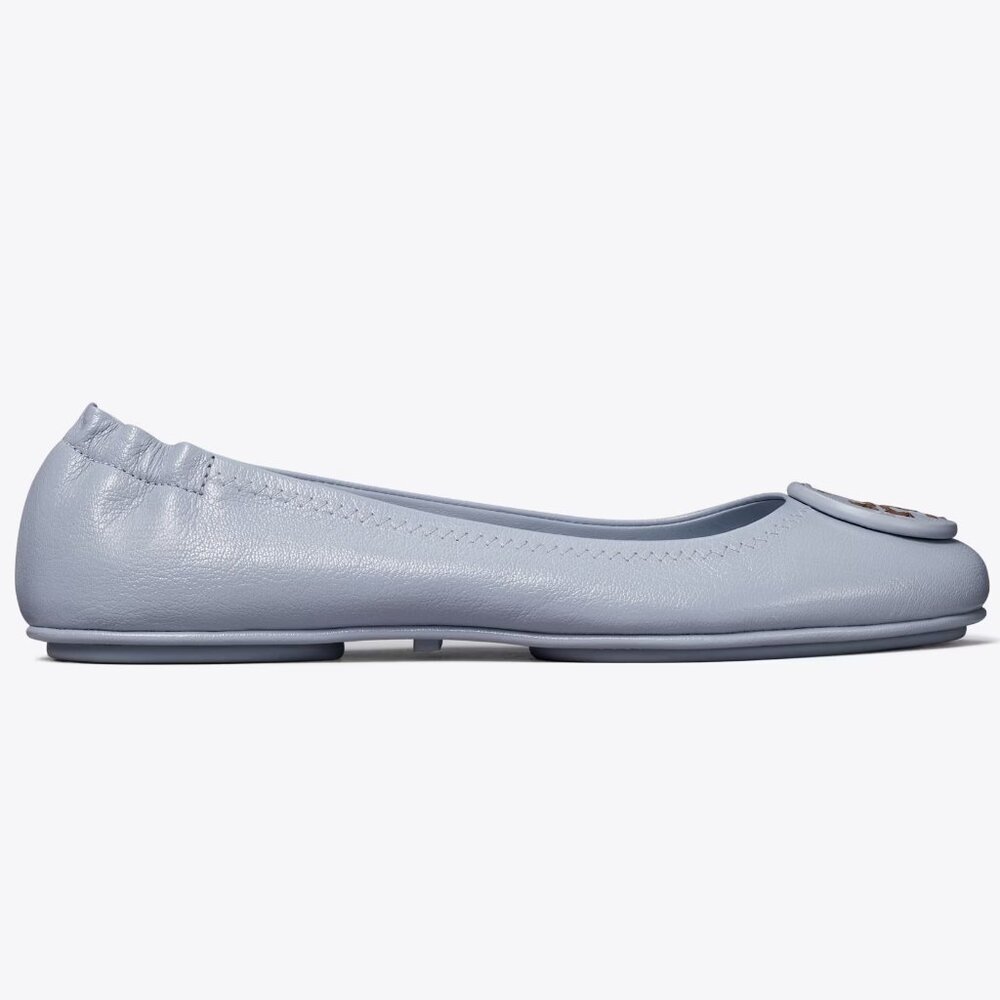 Tory Burch $228 MANY SIZES Minnie Leather Ballet Flats Dew Blue - Picture 5 of 9